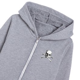 Skull and Crossbones | Jolly Roger | Pirate Flag | Black and White | Kids Zip Hoodie