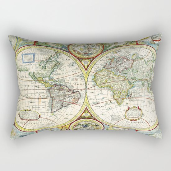 Vintage World Map Antique Rectangular Pillow