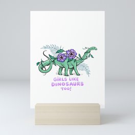 Girls Like Dinosaurs too!  (Diplodocus Version)  Mini Art Print