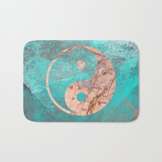 Yin Yang - Rose Turquoise Marble Bath Mat