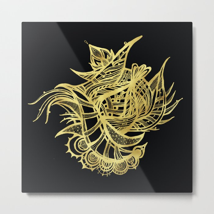 GOLDEN BEAUTY - GOLD ON BLACK Metal Print