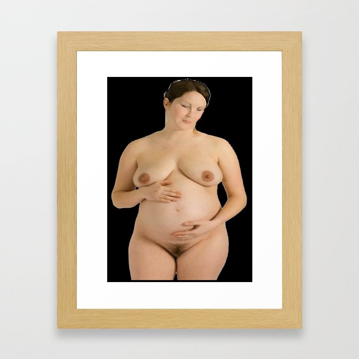 pregnant lady, naked pregnant woman, maternity, water colour art work Framed Art Print