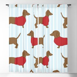 Dachsunds on Stripes Blackout Curtain