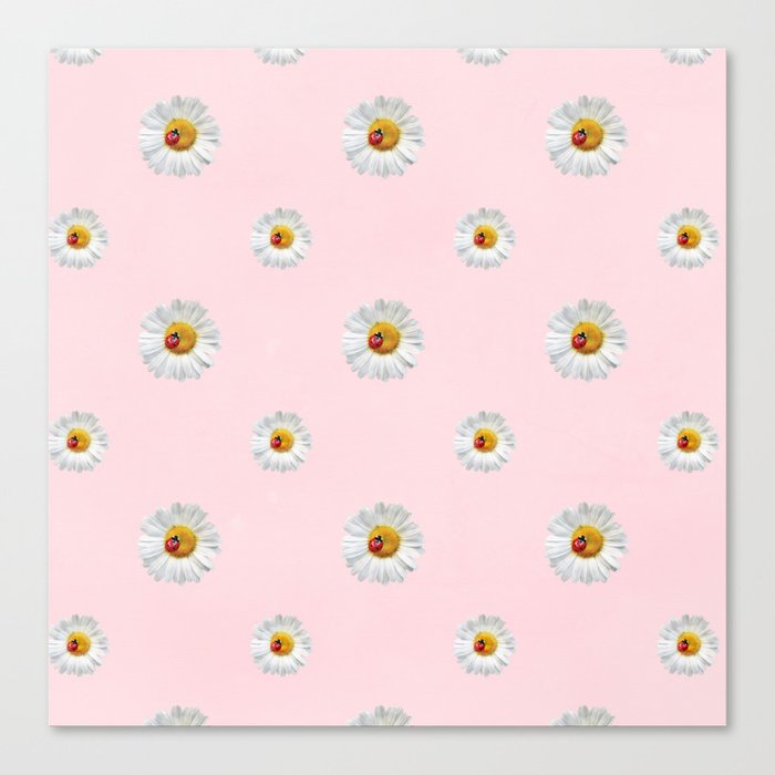 Flower Flowers Daisies in love - pink floral pattern Canvas Print