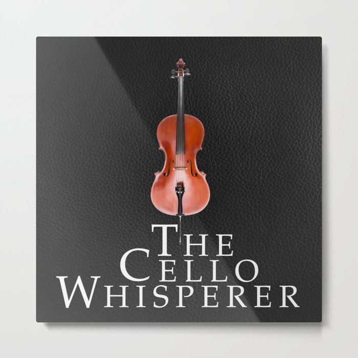 The Cello Whisperer - On black leather texture Metal Print