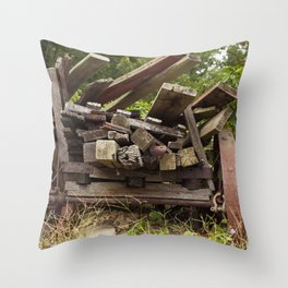 Reclaimed Woodpile Throw Pillow