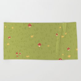 Beauty In The Little Things Nature Cute Red Mushrooms  Beach Towel