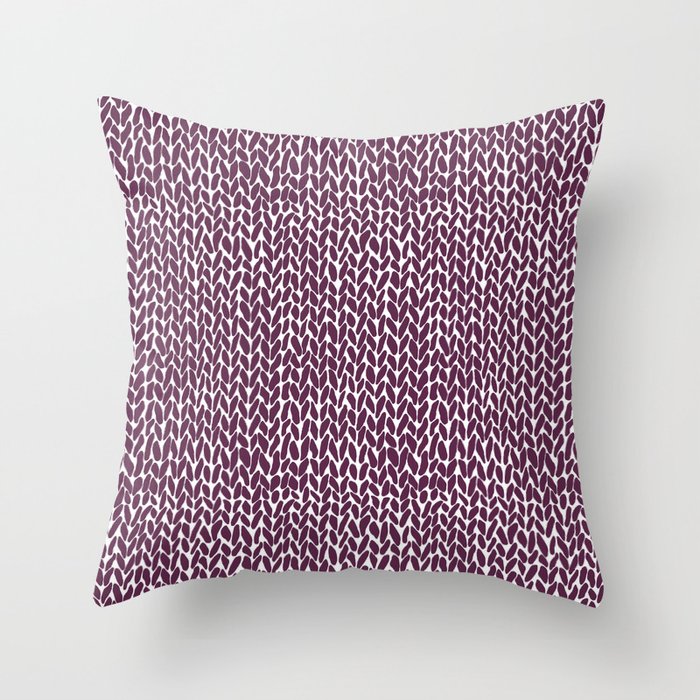 Hand Knit Plum Throw Pillow