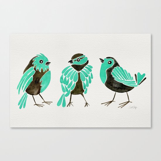 Turquoise Finches Canvas Print