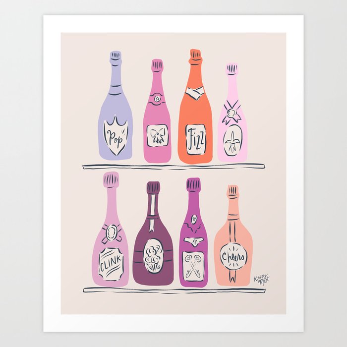 Champagne Bottles on Shelf Art Print