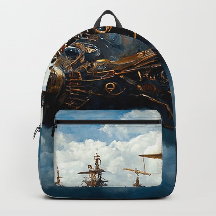 Steampunk flying ship Backpack