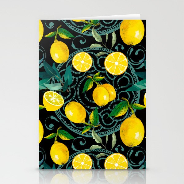Summer, citrus ,Sicilian style ,lemon fruit pattern  Stationery Cards