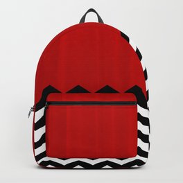 Red Black White Chevron Room w/ Curtains Backpack | Room, Redroom, Painting, Redcurtains, Curtains, Minimalism, Lodge, Curated, Minimalistic, Illustration 