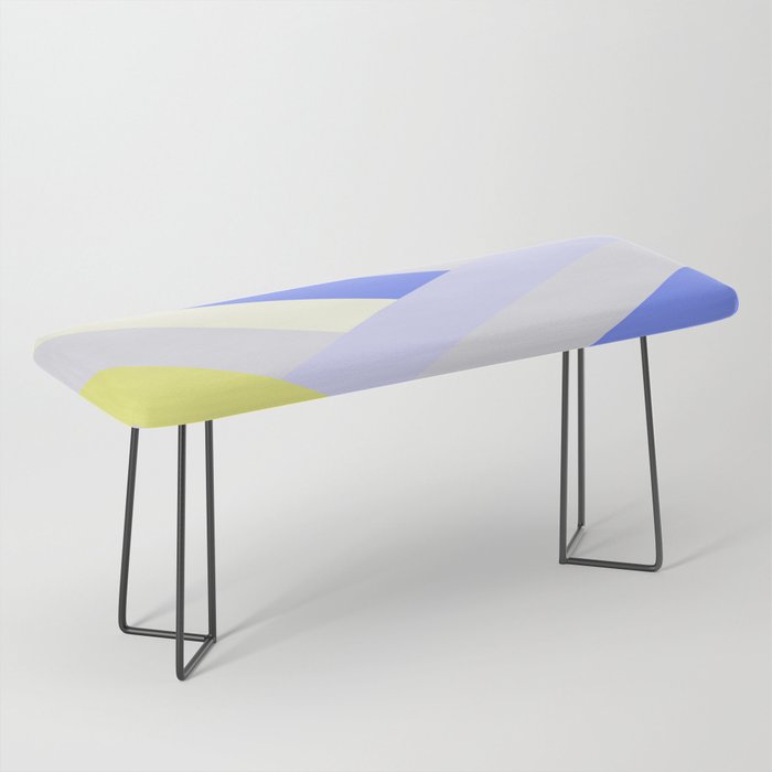 Bright Blue and Yellow-Lime Line Pattern Bench by bloomingviolets