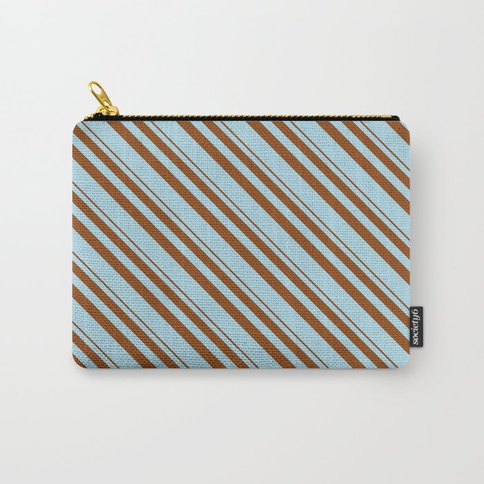 Brown and Light Blue Colored Stripes/Lines Pattern Carry-All Pouch
