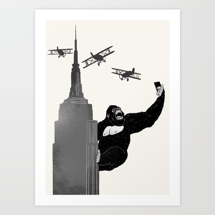 Selfie King Kong Art Print by Big Nose Work