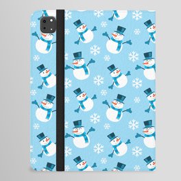 Christmas Pattern Blue Snowflake Snowman Cute iPad Folio Case