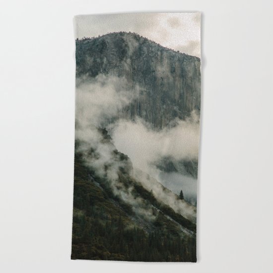 Yosemite fog Beach Towel