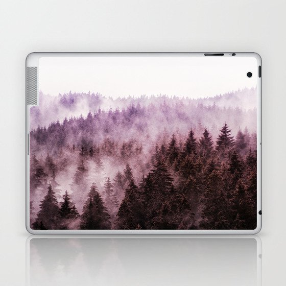Why Don't We Disappear // A Fuchsia Raspberry Fairytale Forest With Trees Covered In Magic Fog  Laptop & iPad Skin