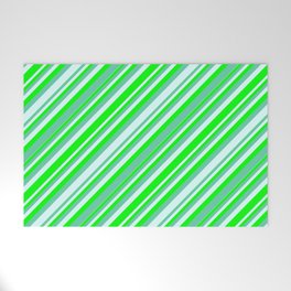 [ Thumbnail: Lime, Aquamarine, and Light Cyan Colored Lines Pattern Welcome Mat ]