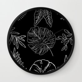 Black and White Foliage Background Wall Clock