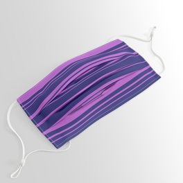 [ Thumbnail: Midnight Blue & Orchid Colored Lined/Striped Pattern Face Mask ]