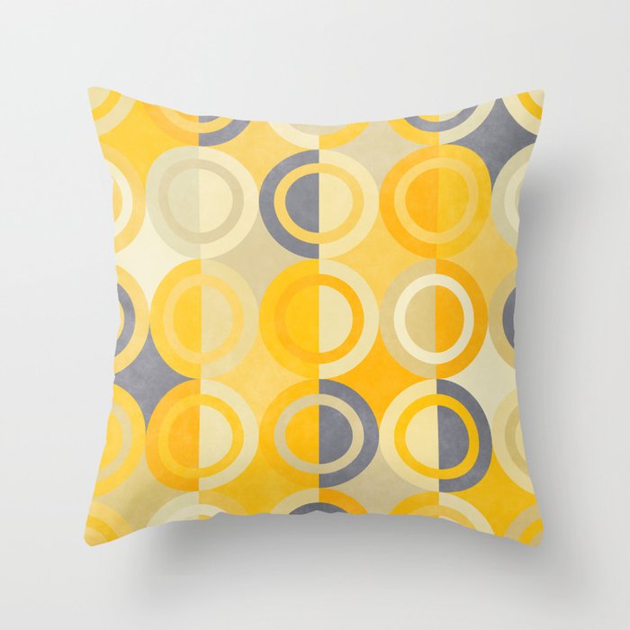 Geometric Shapes Yellow Blue Circles Throw Pillow