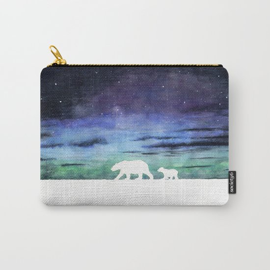 Aurora borealis and polar bears (white version) Carry-All Pouch