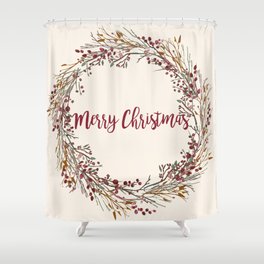 Merry Christmas Wreath Shower Curtain