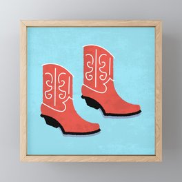 Vintage Red Cowboy Boots Framed Mini Art Print