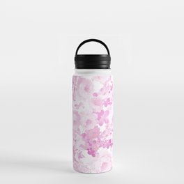 Botanical watercolor pink romantic rose floral Water Bottle