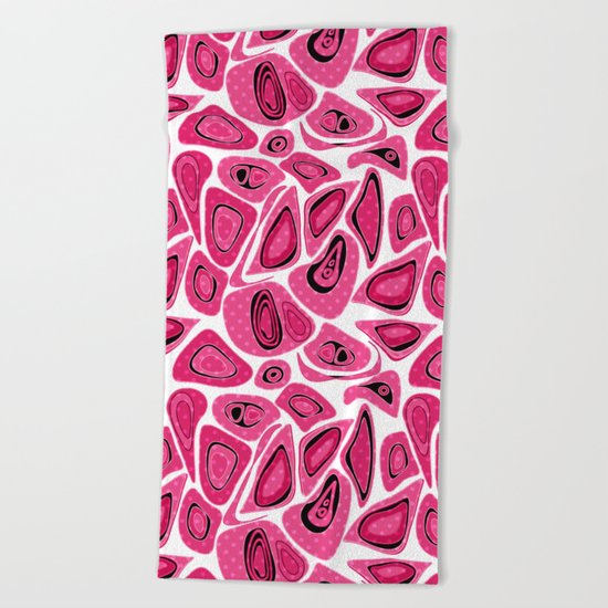 Abstract raspberry black pattern. Beach Towel