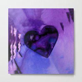 Heart Dreams 2L by Kathy Morton Stanion Metal Print | Purple, Abstract, Contemporary, Ink, Oil, Hearts, Blue, Deeppurple, Painting, Modern 