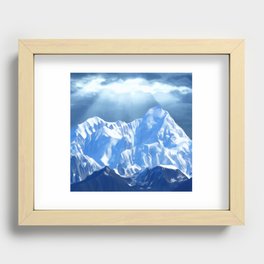 SUNLIGHT ON SNOW COVERED MOUNTAINS. Recessed Framed Print