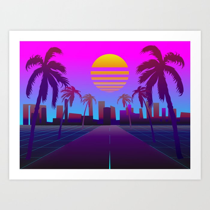 80s Retro Sci-Fi Background Art Print