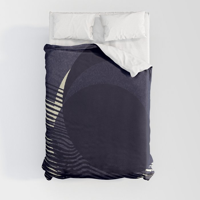 Navy Wavy Lines Eclipsed Duvet Cover
