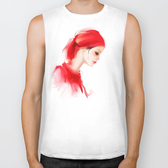 lady in red Biker Tank