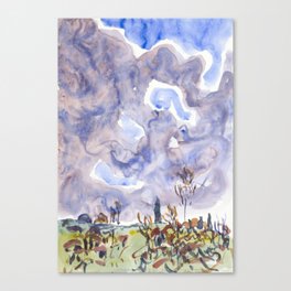 Watercolor No. 31, Landscape with Clouds Canvas Print