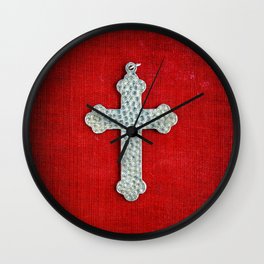 Red Crucifix Wall Clock