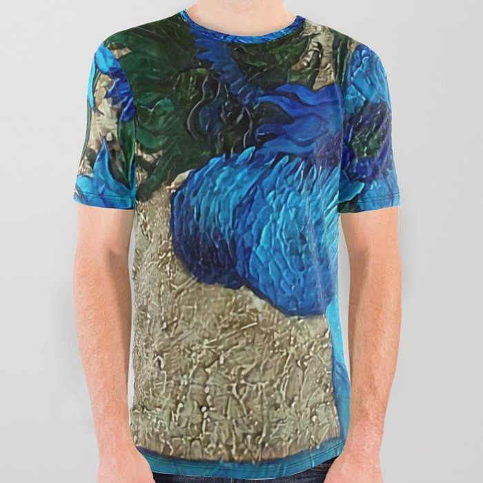 Vincent van Gogh | Twelve blue sunflowers in a vase still life portrait painting All Over Graphic Tee