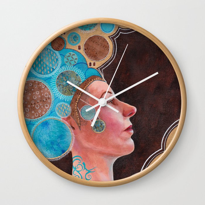 Queen in Gold and Teal Wall Clock