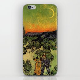Vincent Van Gogh Landscape with Couple Walking and Crescent Moon iPhone Skin