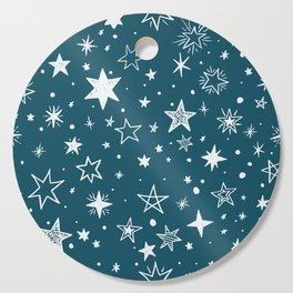 Teal and Cream Star Pattern Cutting Board