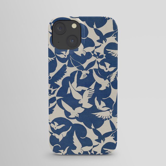 Bird Pattern Blue and White Doves iPhone Case