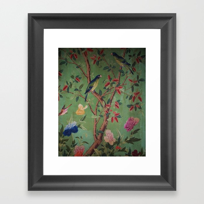 Green Dream Chinoiserie Framed Art Print