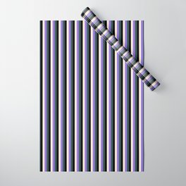 [ Thumbnail: Purple, Dark Slate Gray, Black & Beige Colored Lined/Striped Pattern Wrapping Paper ]