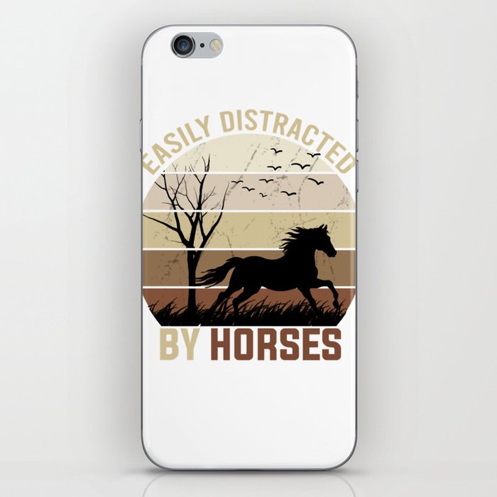 Easily Distracted By HorsesCute Horse Lover Gifts Women Long Sleeve iPhone Skin