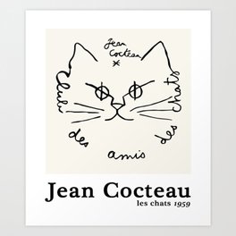 Cute Cocteau Cat Face | Les Chats 1959 Art Print