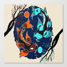 Chaos vs. Peace Yin Yang Koi Fish Art Print Canvas Print
