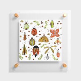 cute bugs and natural pattern Floating Acrylic Print